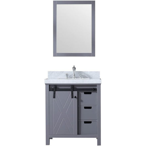 Lexora Marsyas 30" - Dark Grey Single Bathroom Vanity (Options: White Carrara Marble Top, White Square Sink and 28" Mirror w/ Faucet) - Lexora - Ambient Home