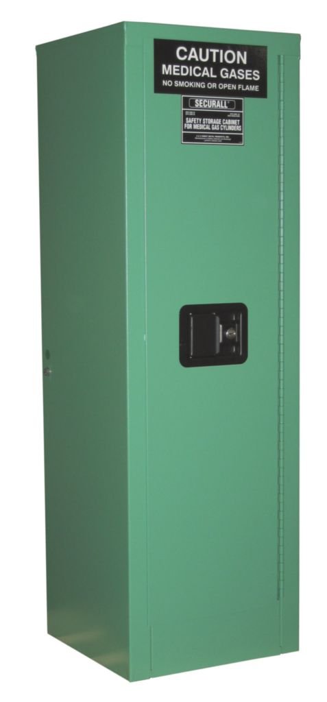 Securall   MG102FL - MedGas Oxygen Gas Cylinder Full Fire Lined Storage Cabinet - Stores 1-2 D, E Cylinders - Securall - Ambient Home