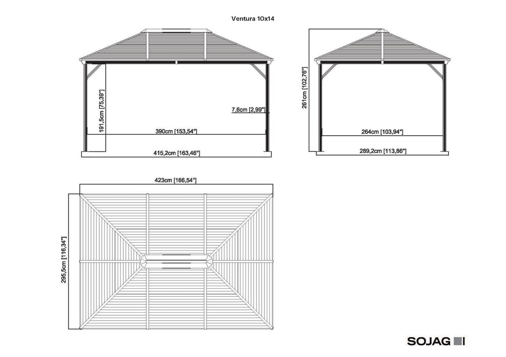 Sojag™ VENTURA II #93D Gazebo Steel Roof - Sojag Gazebo - Ambient Home