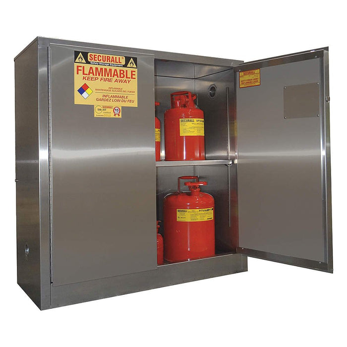 Securall  A130-SS - Stainless Steel Flammable Storage Cabinet - 30 Gal. Storage Capacity - Securall - Ambient Home