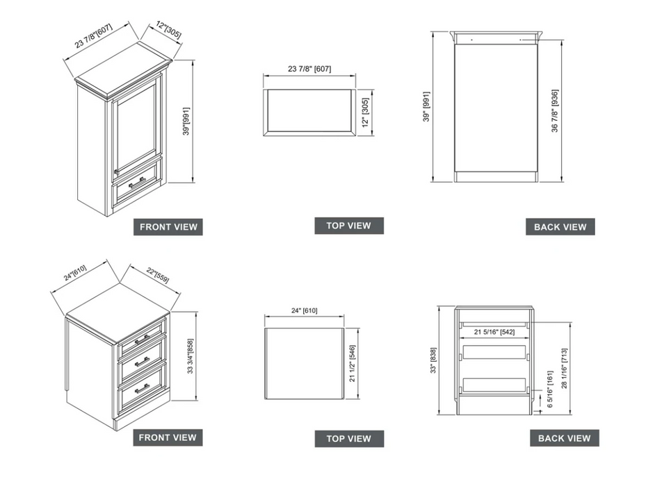 Design Element Milano 96" Double Sink Bathroom White Vanity Modular Set - Design Element - Ambient Home