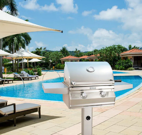 Fire Magic Choice Multi-User Accessible CMA430S 24-Inch Natural/Propane Gas Grill With Analog Thermometer On Patio Post -CMA430S-RT1N-P6/CMA430S-RT1P-P6 - Fire Magic - Ambient Home