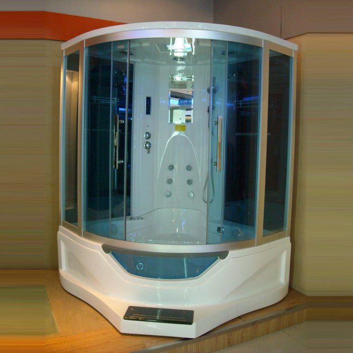 Mesa WS-702A Steam Shower with Jetted Tub-Blue Glass (61"L X 61"W X 89"H) - Mesa - Ambient Home