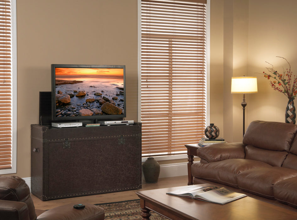 TV Lift Cabinet for 50" Flatscreen TVs - Ellis Trunk by Touchstone, Leather 73007 - Touchstone - Ambient Home