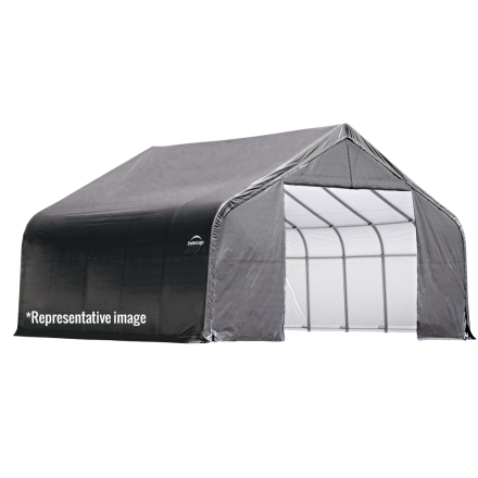 ShelterLogic 22x28x13 Peak Style Roof Shelter, Grey/Green Cover - ShelterLogic - Ambient Home