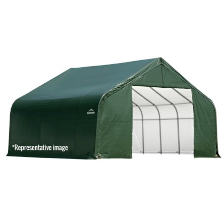 ShelterLogic 18x28x9 Peak Style Roof Shelter, Grey/Green Cover - ShelterLogic - Ambient Home
