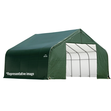 ShelterLogic 18x24x9 Peak Style Roof Shelter, Grey/Green Cover - ShelterLogic - Ambient Home