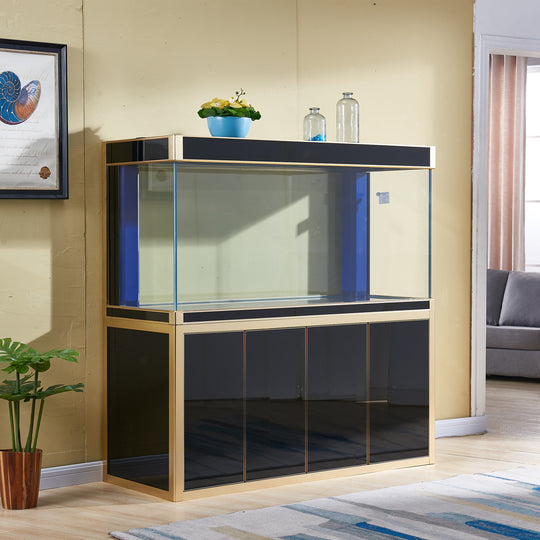 Aqua Dream 250 Gallon Tempered Glass Aquarium Black and Gold AD 1980 Ambient Home