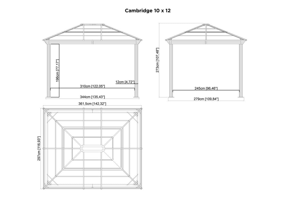 Sojag Cambridge #77 Gazebo 10'x12' With Mesh - Dark grey - Sojag Gazebo - Ambient Home