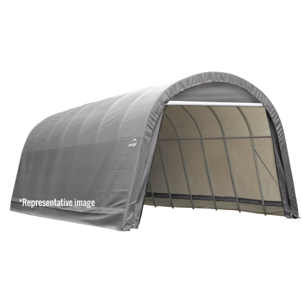 ShelterLogic 15x28X12 Round Style Roof Shelter, Grey/Green Cover - ShelterLogic - Ambient Home