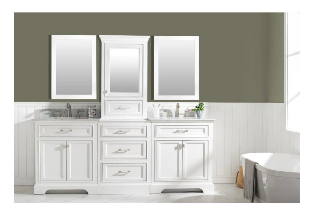 Design Element Milano 96" Double Sink Bathroom White Vanity Modular Set - Design Element - Ambient Home