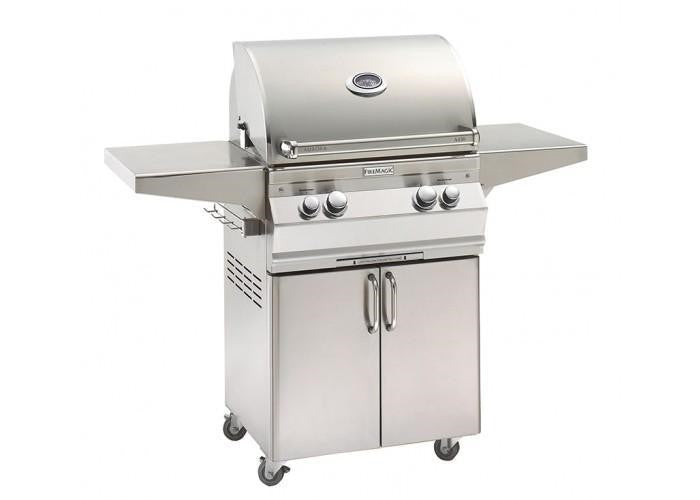Fire Magic Grills A430S-8EAN-P6 Aurora 24 Inch Patio Post Mount Grill with Analog Thermometer, Natural Gas, Cast Stainless Steel "E" - Fire Magic - Ambient Home