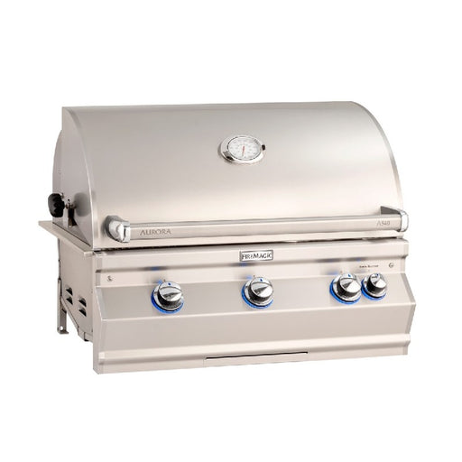 Fire Magic Grills Aurora 32 Inch Built-In Grill with Analog Thermometer and Rotisserie Back Burner, Natural Gas / Propane Gas Infrared burner "L" Burner - A540I-8LAN / A540I-8LAP - Fire Magic - Ambient Home