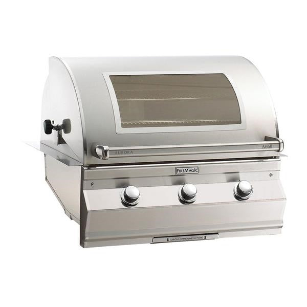 Fire Magic Grills Aurora 32 Inch Built-In Grill with Analog Thermometer and View Window, Natural Gas / Propane Gas Cast Stainless Steel "E" - A660I-7EAN-W / A660I-7EAP-W - Fire Magic - Ambient Home