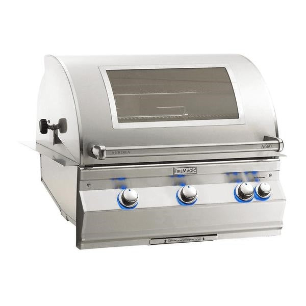 Fire Magic Grills Aurora 32 Inch Built-In Grill with Analog Thermometer, Rotisserie and View Window, Natural Gas / Propane Gas Cast Stainless Steel "E"-A660I-8EAN-W / A660I-8EAP-W - Fire Magic - Ambient Home