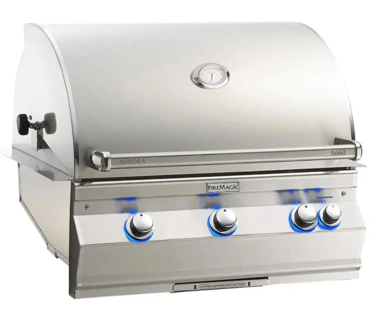 Fire Magic Aurora A660I 30-Inch Built-In Natural Gas / Propane Gas Grill With Rotisserie And Analog Thermometer - A660I-8EAN / A660I-8EAP - Fire Magic - Ambient Home