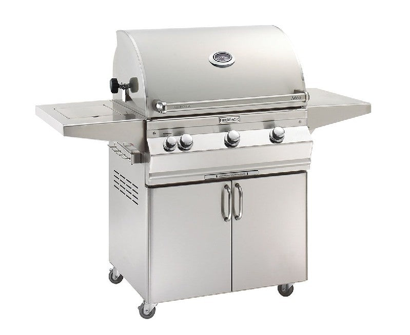 Fire Magic Grills Aurora 30 Inch Free-Standing Grill with Analog Thermometer, Natural Gas / Propane Gas Infrared burner "L" Burner - A660S-7LAN-62 / A660S-7LAP-62 - Fire Magic - Ambient Home