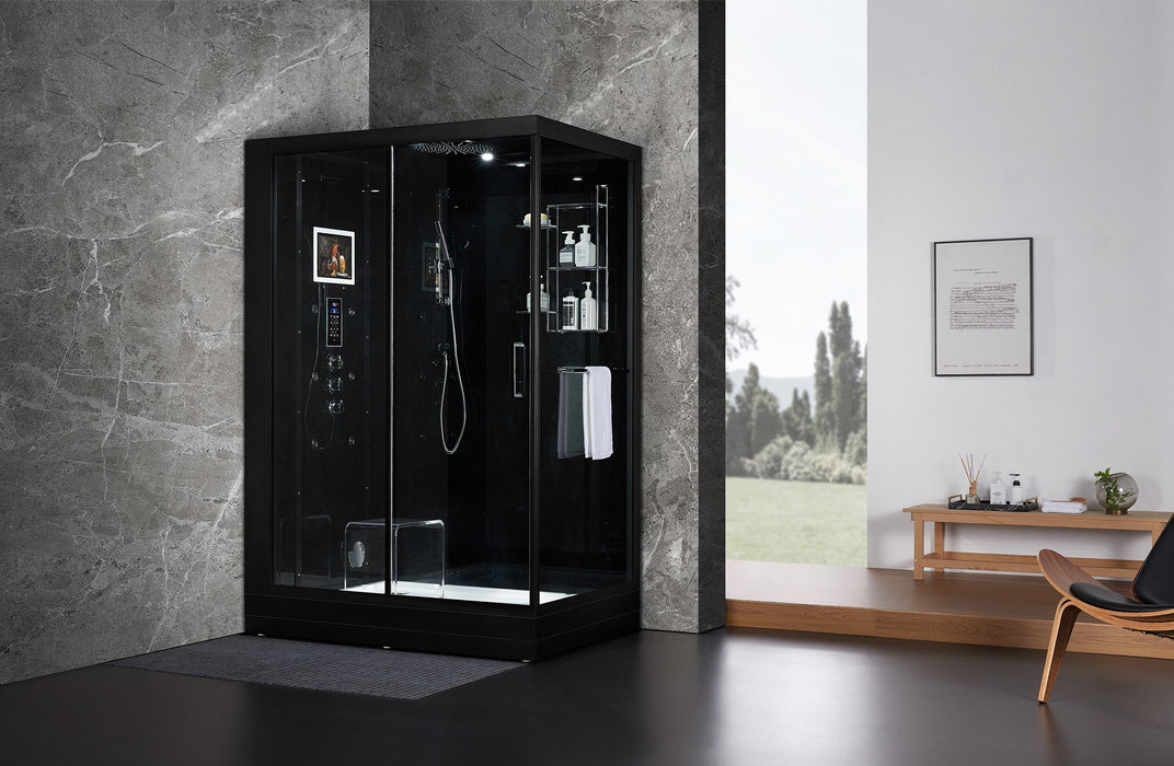 Maya Bath Anzio Black-Steam Shower w/ TV - 57" x 37" x 88" - Maya Bath - Ambient Home