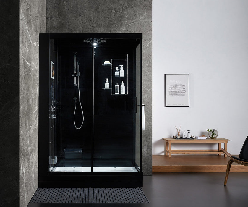 Maya Bath Anzio Black-Steam Shower w/ TV - 57" x 37" x 88" - Maya Bath - Ambient Home