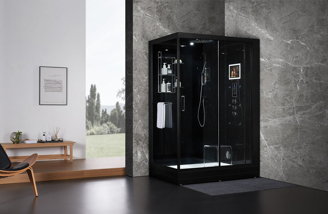 Maya Bath Anzio Black-Steam Shower w/ TV - 57" x 37" x 88" - Maya Bath - Ambient Home