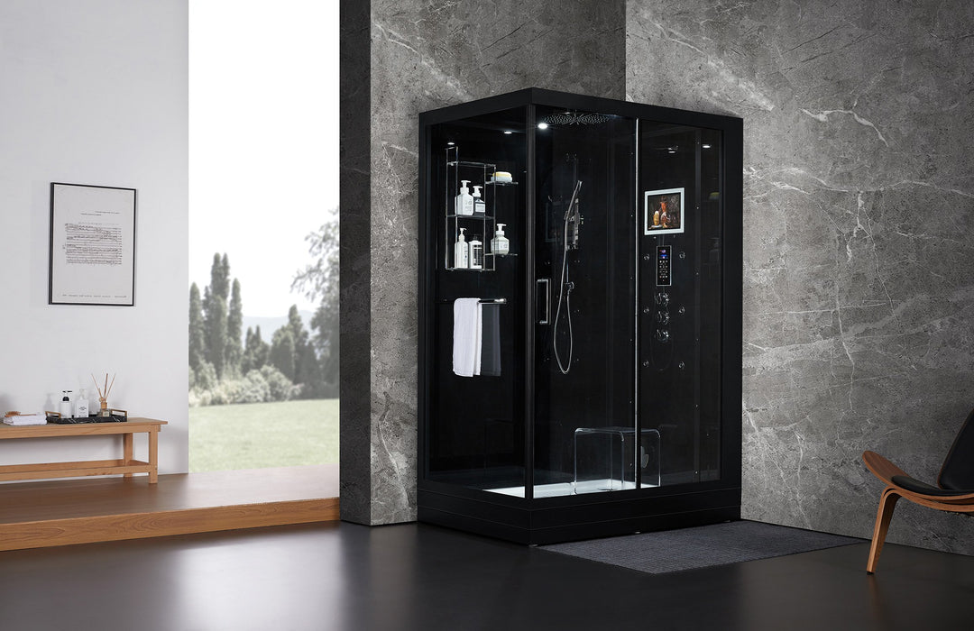 Maya Bath Anzio Black-Steam Shower w/ TV - 57" x 37" x 88" - Maya Bath - Ambient Home