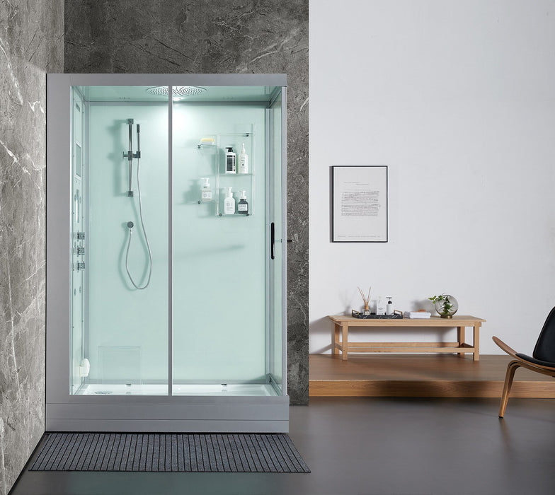 Maya Bath Anzio White-Steam Shower w/ TV - 57" x 37" x 88" - Maya Bath - Ambient Home