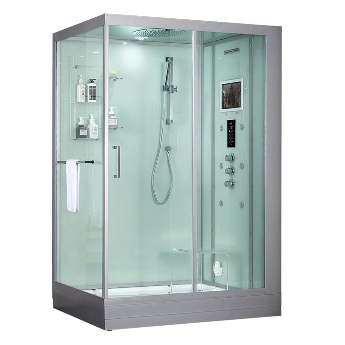 Maya Bath Anzio White-Steam Shower w/ TV - 57" x 37" x 88" - Maya Bath - Ambient Home