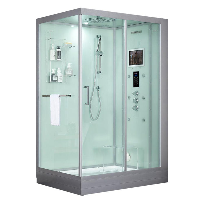 Maya Bath Anzio White-Steam Shower w/ TV - 57" x 37" x 88" - Maya Bath - Ambient Home