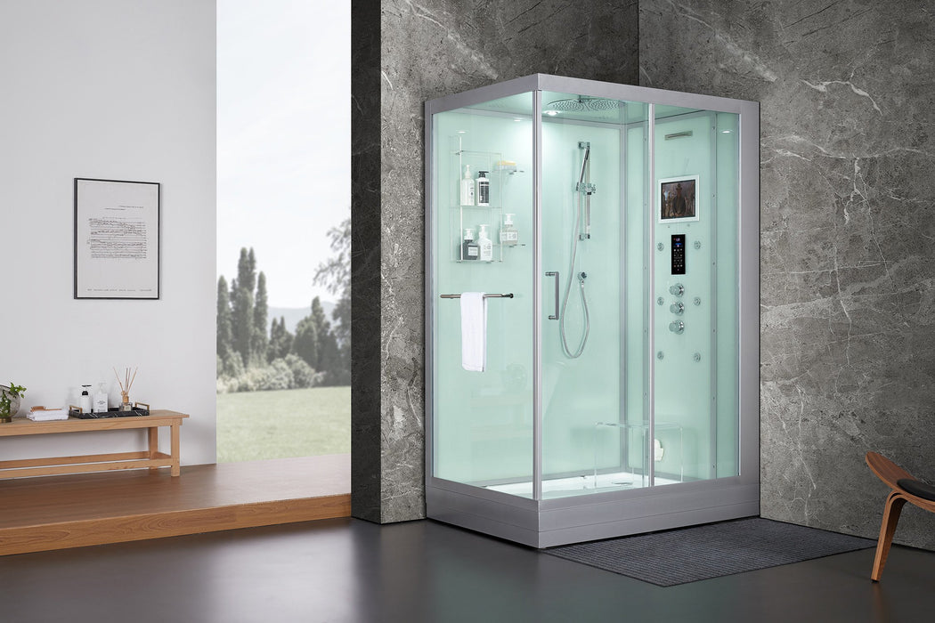 Maya Bath Anzio White-Steam Shower w/ TV - 57" x 37" x 88" - Maya Bath - Ambient Home