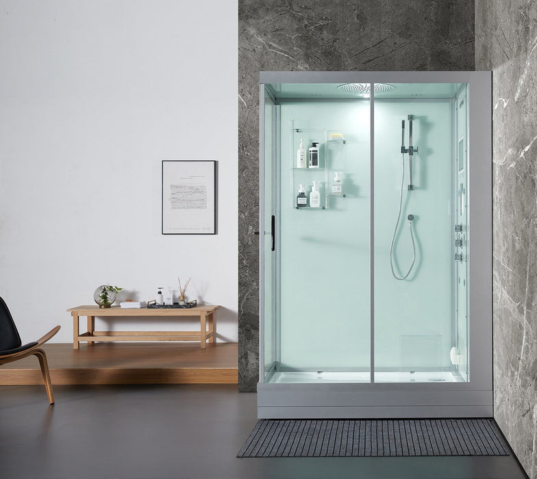 Maya Bath Anzio White-Steam Shower w/ TV - 57" x 37" x 88" - Maya Bath - Ambient Home