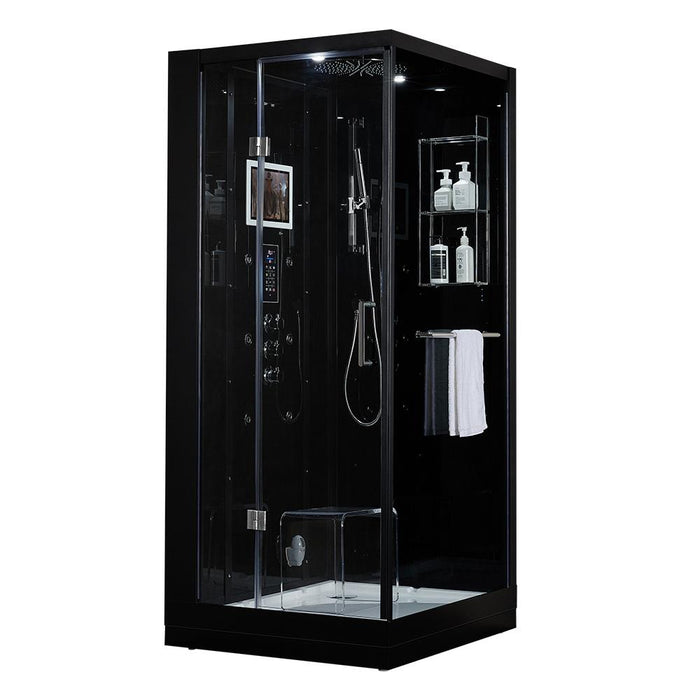 Maya Bath Arezzo Black-Steam Shower w/ TV - 37" x 37" x 88" - Maya Bath - Ambient Home