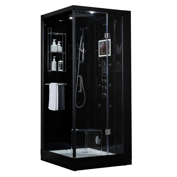 Maya Bath Arezzo Black-Steam Shower w/ TV - 37" x 37" x 88" - Maya Bath - Ambient Home