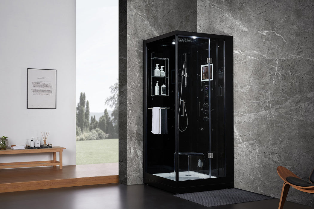 Maya Bath Arezzo Black-Steam Shower w/ TV - 37" x 37" x 88" - Maya Bath - Ambient Home