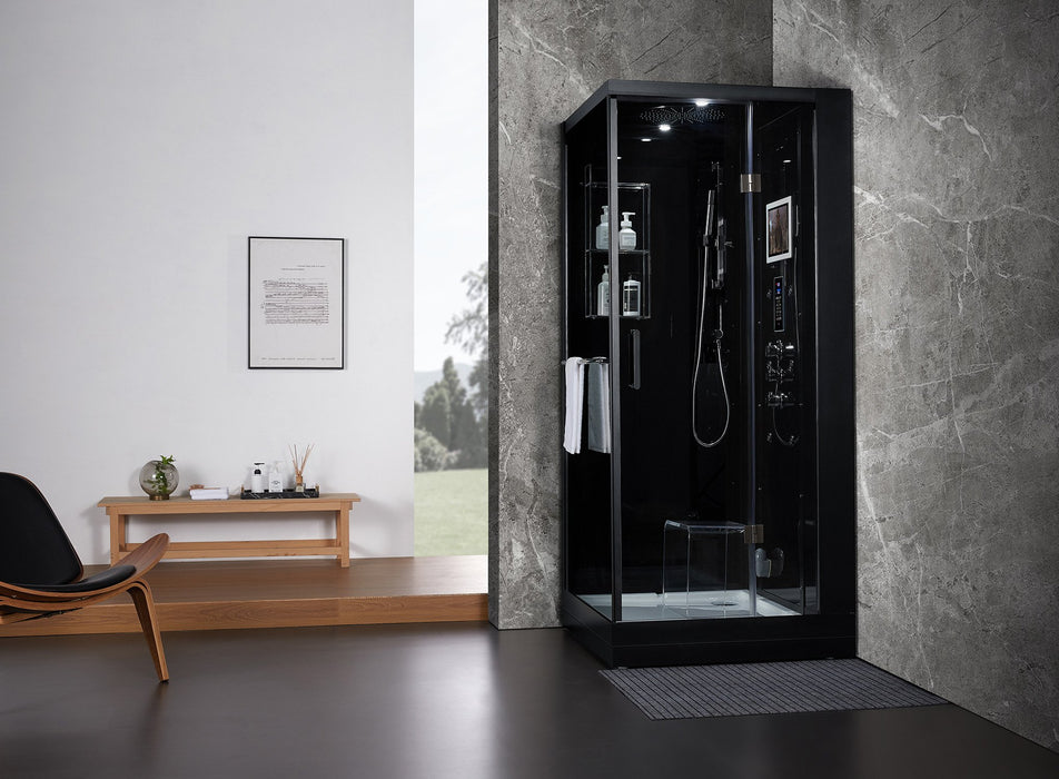 Maya Bath Arezzo Black-Steam Shower w/ TV - 37" x 37" x 88" - Maya Bath - Ambient Home