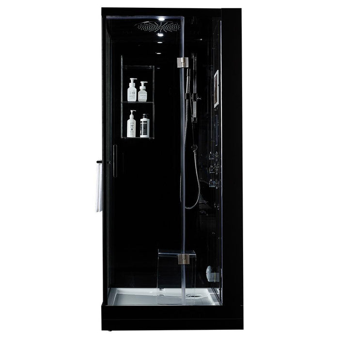 Maya Bath Arezzo Black-Steam Shower w/ TV - 37" x 37" x 88" - Maya Bath - Ambient Home