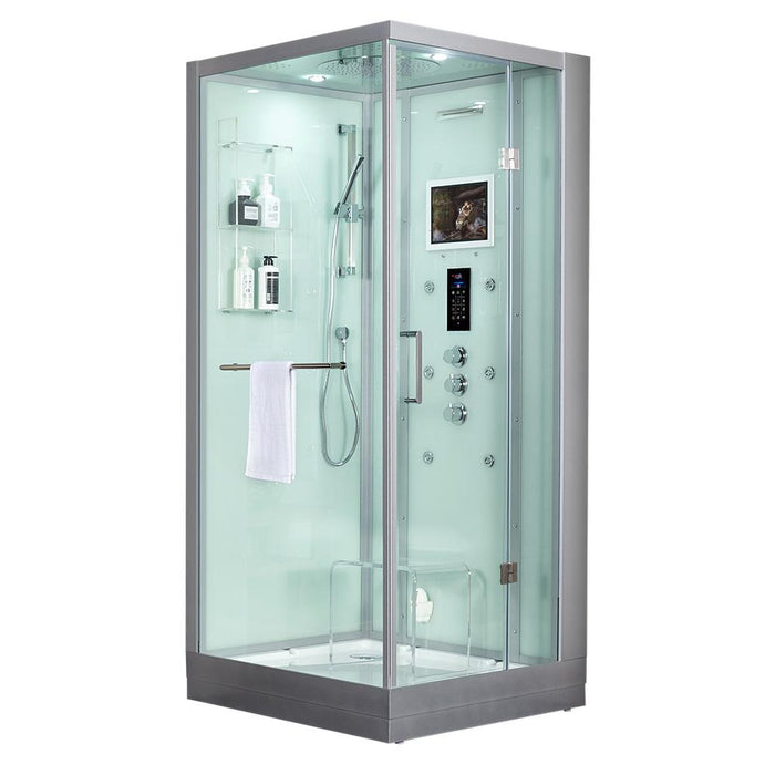 Maya Bath Arezzo White-Steam Shower w/ TV - 37" x 37" x 88" - Maya Bath - Ambient Home