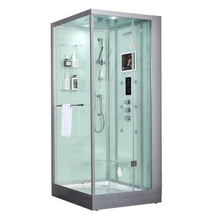 Maya Bath Arezzo White-Steam Shower w/ TV - 37" x 37" x 88" - Maya Bath - Ambient Home