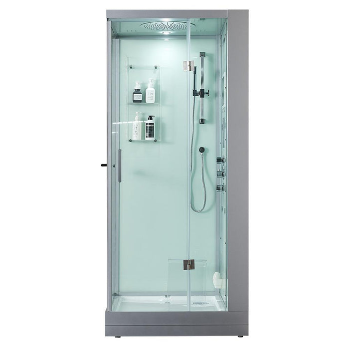 Maya Bath Lucca White-Steam Shower w/ TV - 47" x 33" x 88" - Maya Bath - Ambient Home