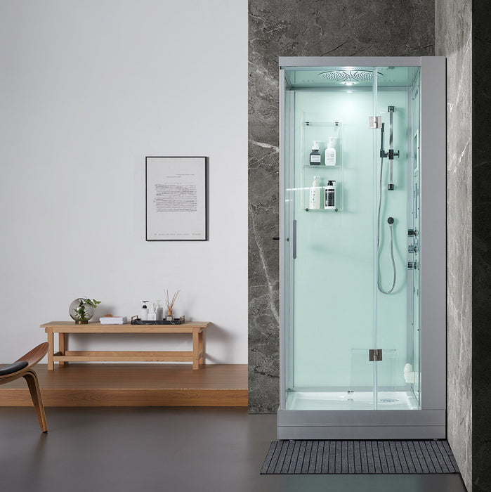 Maya Bath Lucca White-Steam Shower w/ TV - 47" x 33" x 88" - Maya Bath - Ambient Home