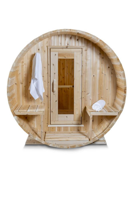 Dundalk Canadian Timber 2-4 Person Serenity Barrel Sauna - CTC2245W - Dundalk LeisureCraft Saunas - Dundalk LeisureCraft - Ambient Home