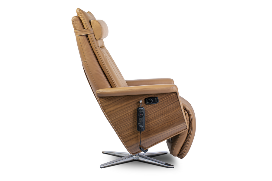 Svago Swivel Zero Gravity Toffee And Walnut Recliner (SV-500-78-WN) - Svago - Ambient Home