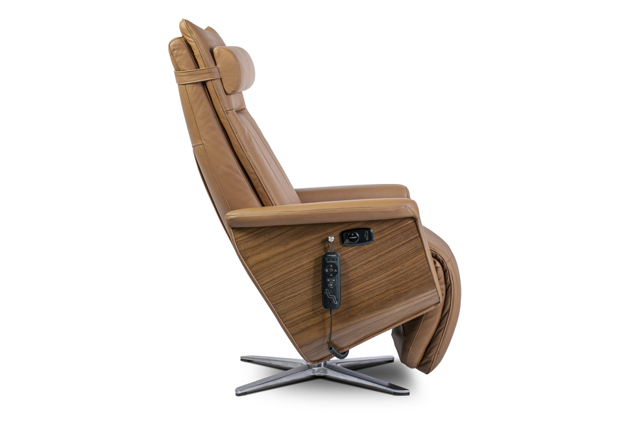 Svago Swivel Zero Gravity Toffee And Walnut Recliner (SV-500-78-WN) - Svago - Ambient Home