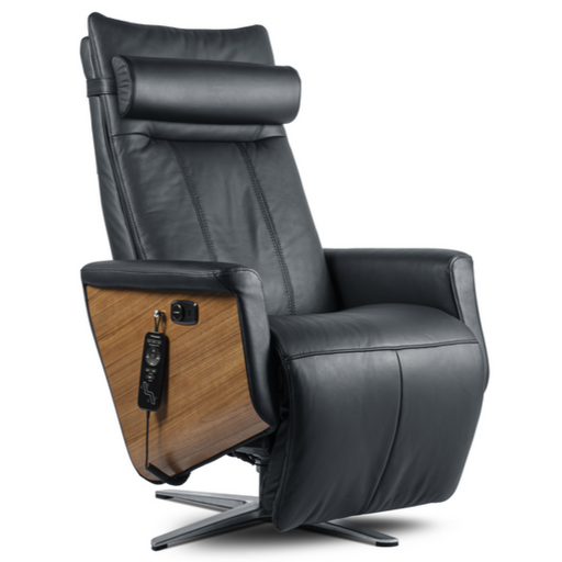 Svago Swivel Zero Gravity Taupe And Walnut Recliner (SV-500-29-WN) - Svago - Ambient Home