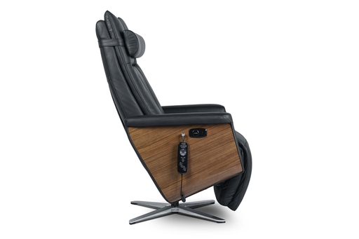 Svago Swivel Zero Gravity Taupe And Walnut Recliner (SV-500-29-WN) - Svago - Ambient Home