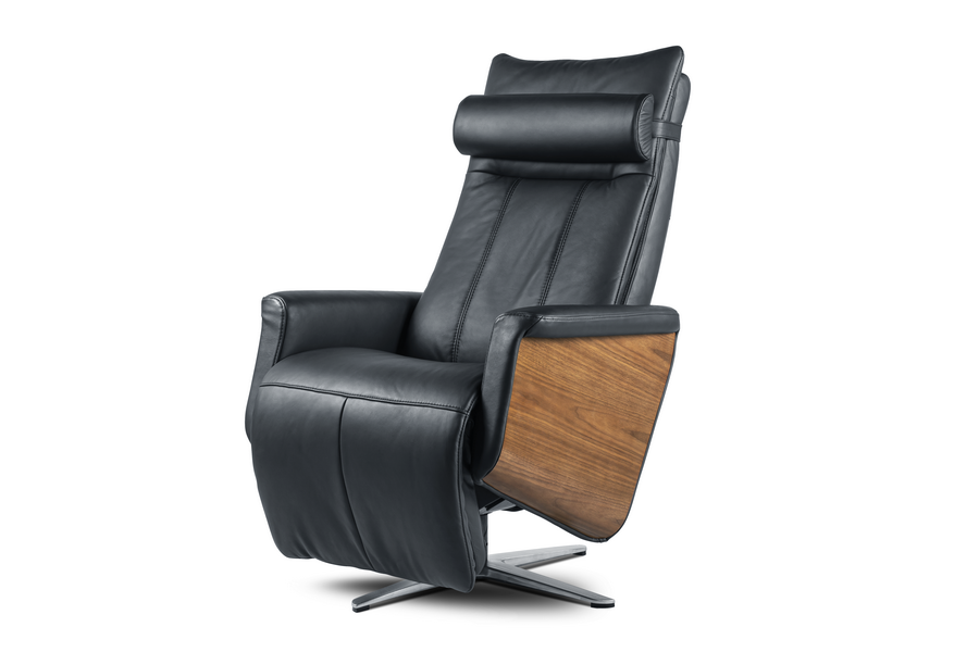 Svago Swivel Zero Gravity Taupe And Walnut Recliner (SV-500-29-WN) - Svago - Ambient Home