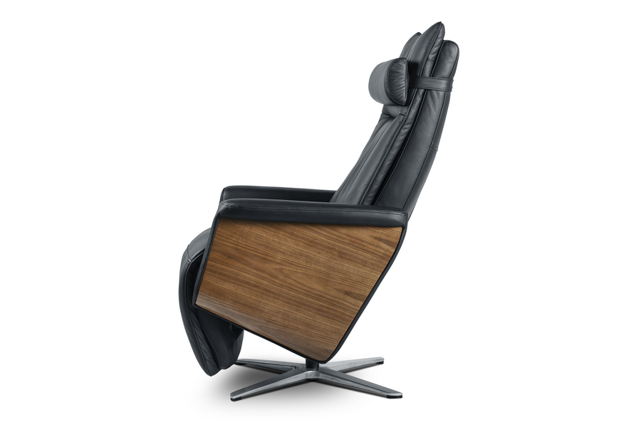Svago Swivel Zero Gravity Taupe And Walnut Recliner (SV-500-29-WN) - Svago - Ambient Home