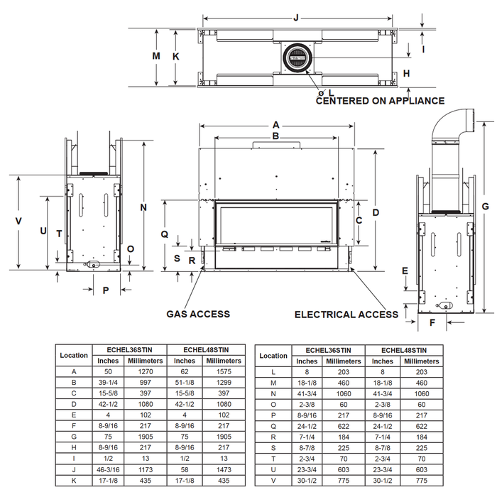 Majestic Echelon II 48 Inch See Through Linear Direct Vent Gas Fireplace | ECHEL48STIN-C | - Majestic - Ambient Home