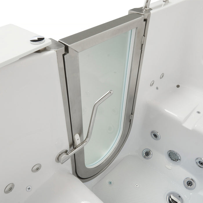 Ella's Bubbles Escape 36"x72" Two Seat Walk in Bathtub, Air + Hydro + Independent Foot Massage, 2 2 Piece Faucets, Dual 2" Drains - Bubbles - Ambient Home