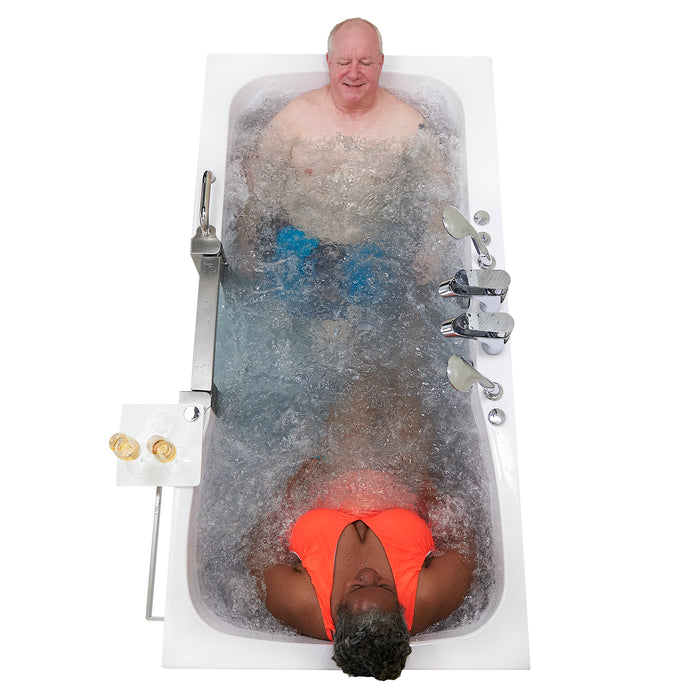 Ella's Bubbles Escape 36"x72" Two Seat Walk in Bathtub, Air + Hydro + Independent Foot Massage, 2 2 Piece Faucets, Dual 2" Drains - Bubbles - Ambient Home