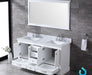 Lexora Dukes 60" - White Double Bathroom Vanity (Options: White Carrara Marble / Quartz Top, White Square Sinks and 58" Mirror w/ Faucets) - Lexora - Ambient Home